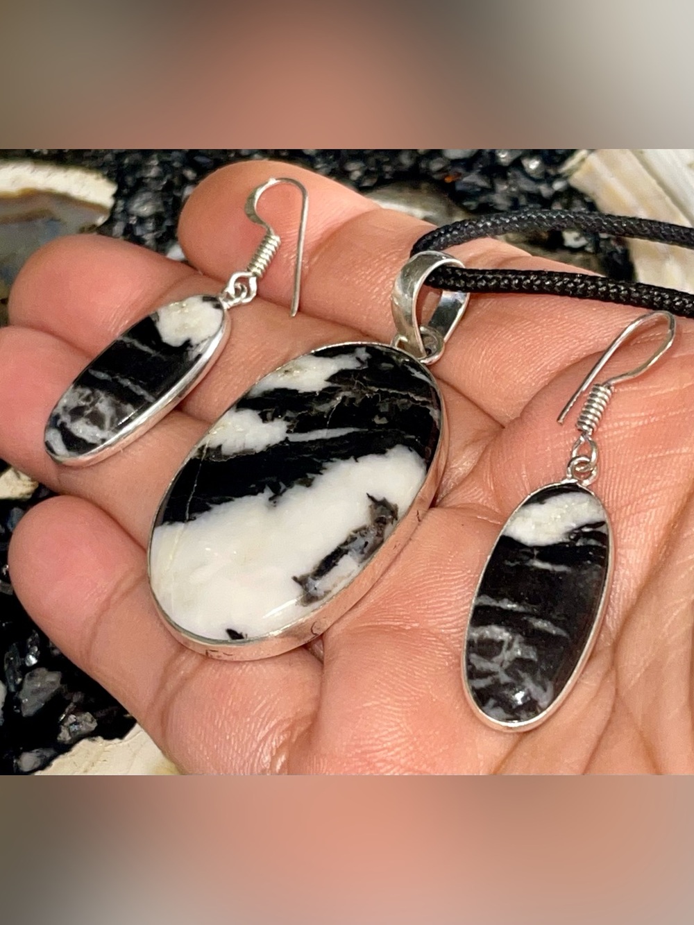 White Buffalo Turquoise Pendant & Earrings Set